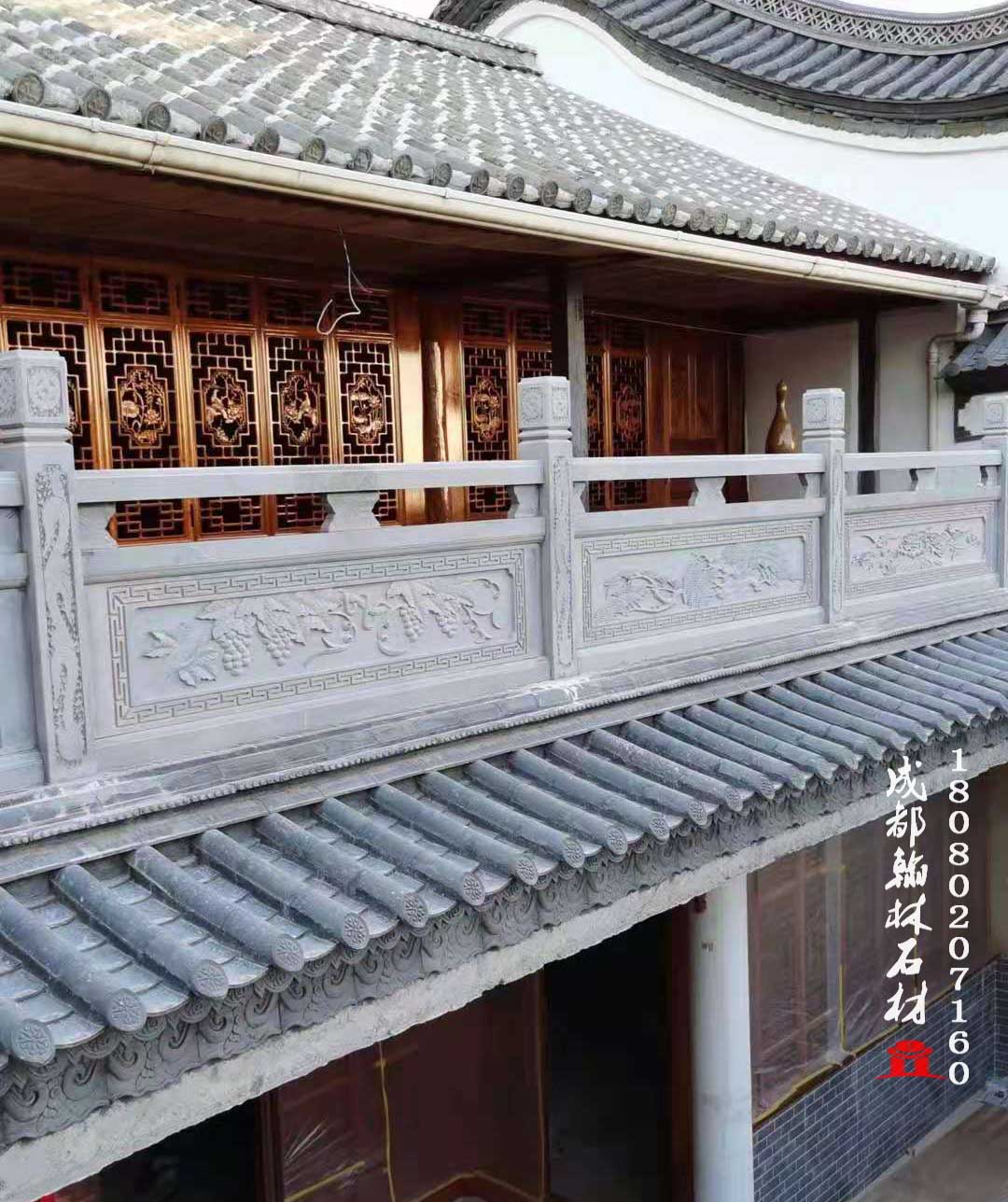四川精工制作仿古青石陽臺(tái)圍欄桿 